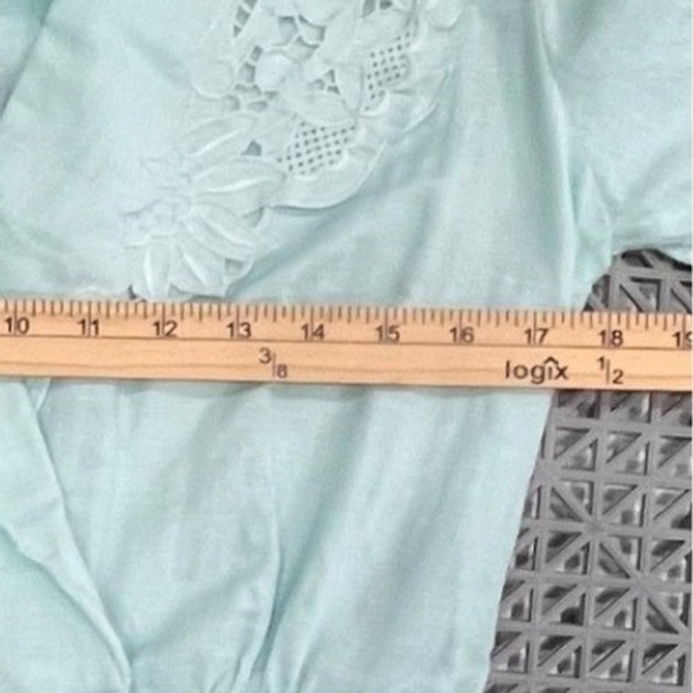 Vintage Y2K Light Mint Green Button Front Eyelet Collar Dress Size 10 Feminine - Picture 14 of 15
